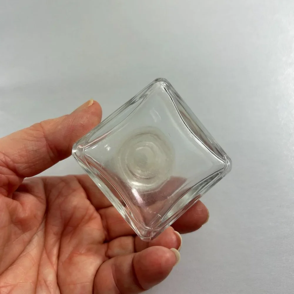 Vtg Clear Glass Square Decanter Bottle Bar Liquor Italy Stopper 9.25